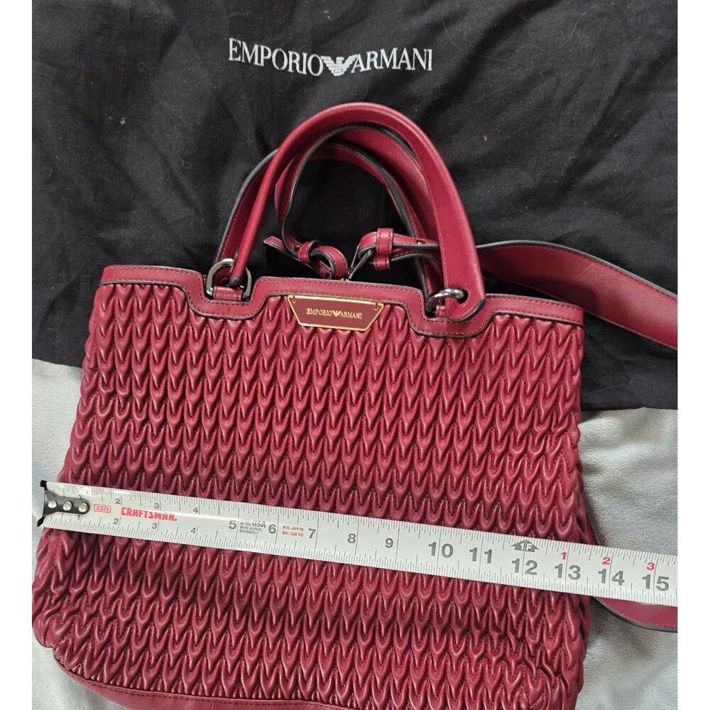 Emporio Armani Y3D021 Bordeaux Woven Shopping Tote Bag Shoulder Strap Dust Bag